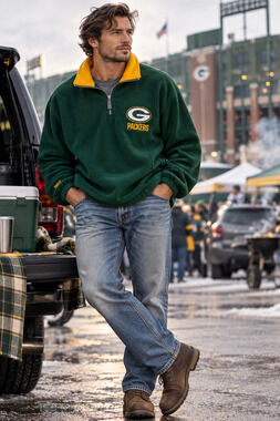 Vtg 90's Mirage Green Bay Packers Sz L NFL 1/4 Zip Fleece Pullover Embroidered